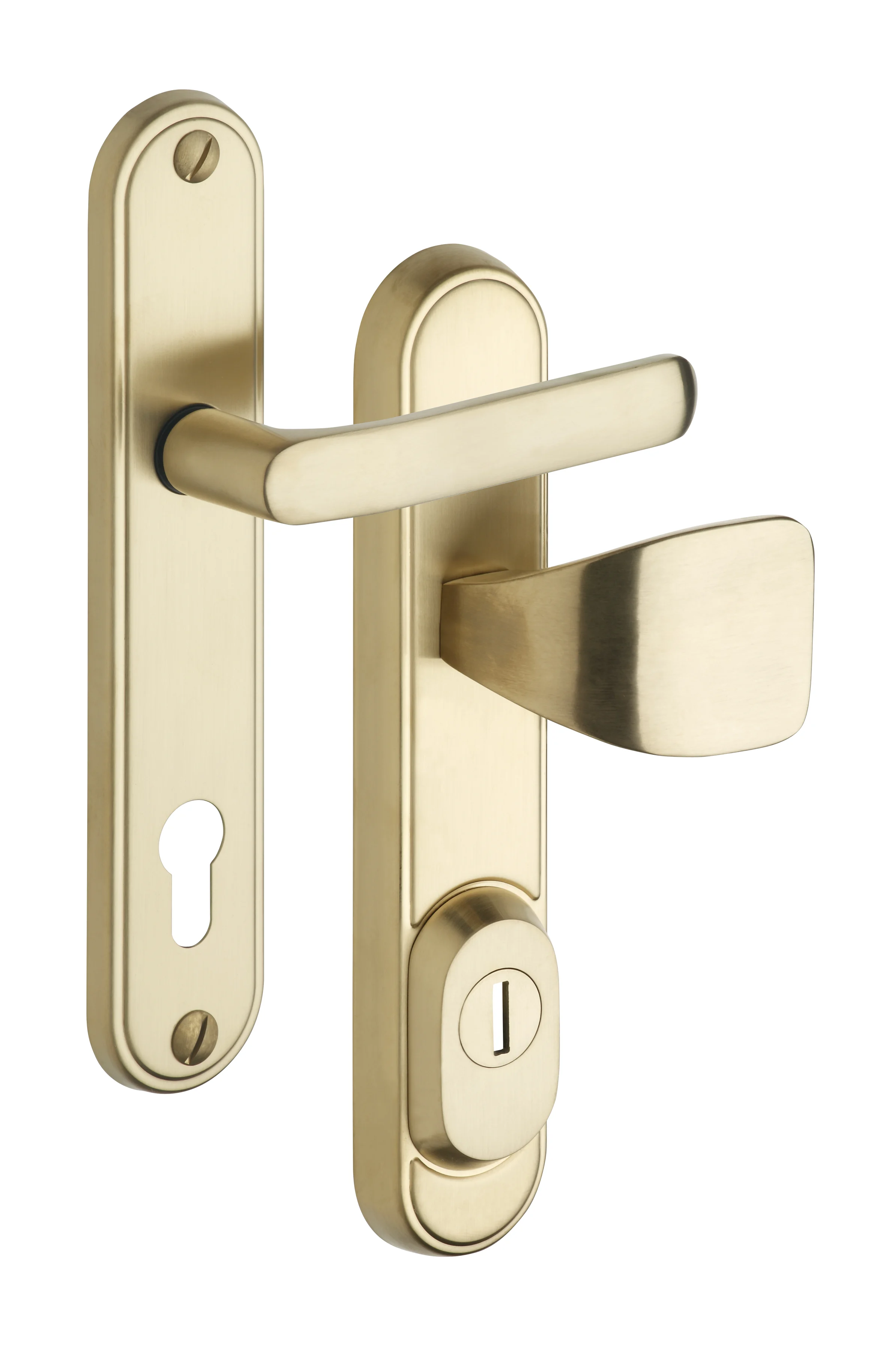 Security fittings Rostex R1 Decor, Round, Stainless steel, Matt, Handle - Square handle