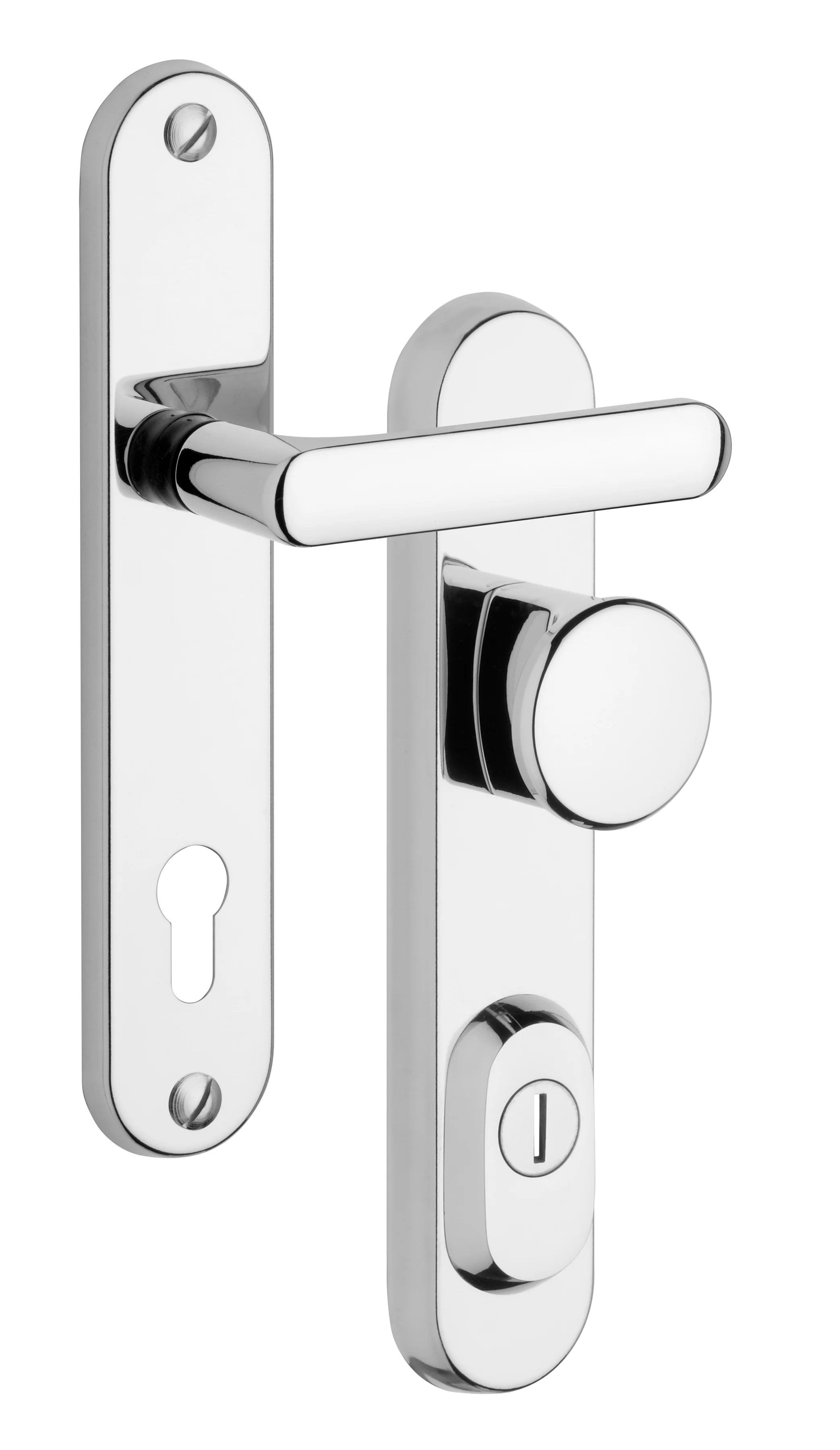 Security fitting Rostex R1, Square, Chrome Stainless steel polished, Handle - Ball