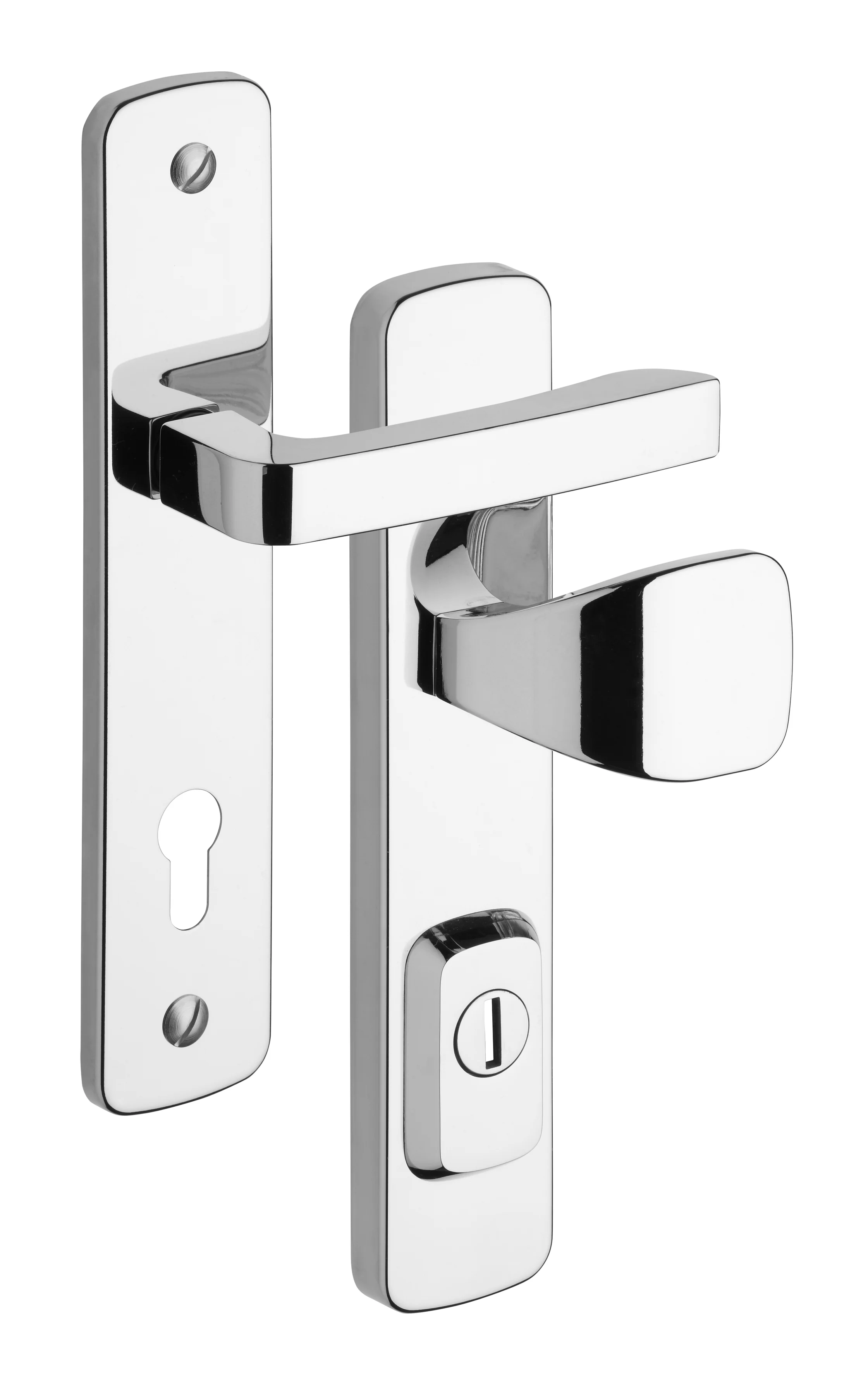 Security fitting Rostex R1, Square, Chrome Stainless steel polished, Handle - Handle oval glossy, Handle - Square handle