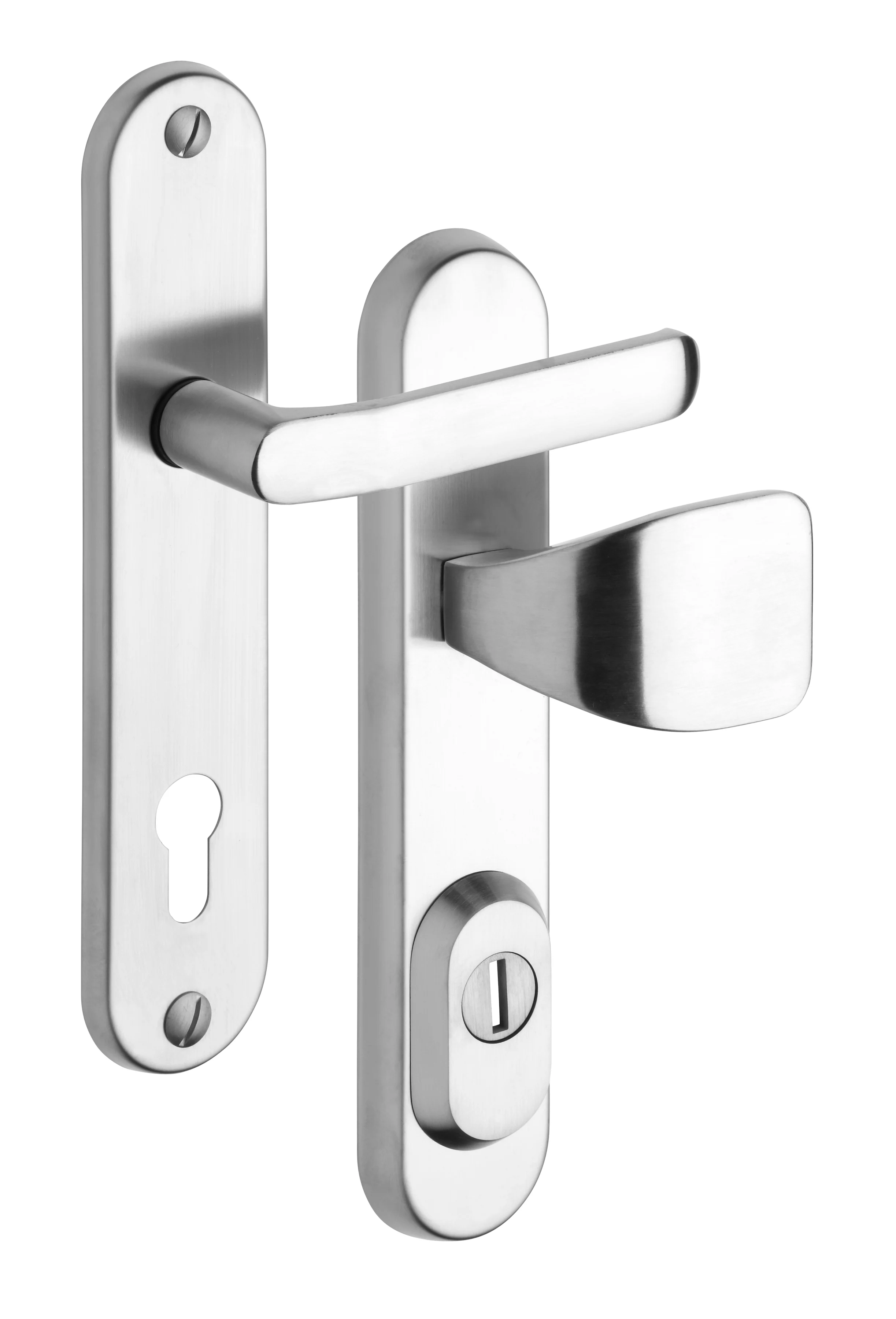 Rostex R1 security fittings, Round, Stainless steel matt, Baryt, Handle - Square handle