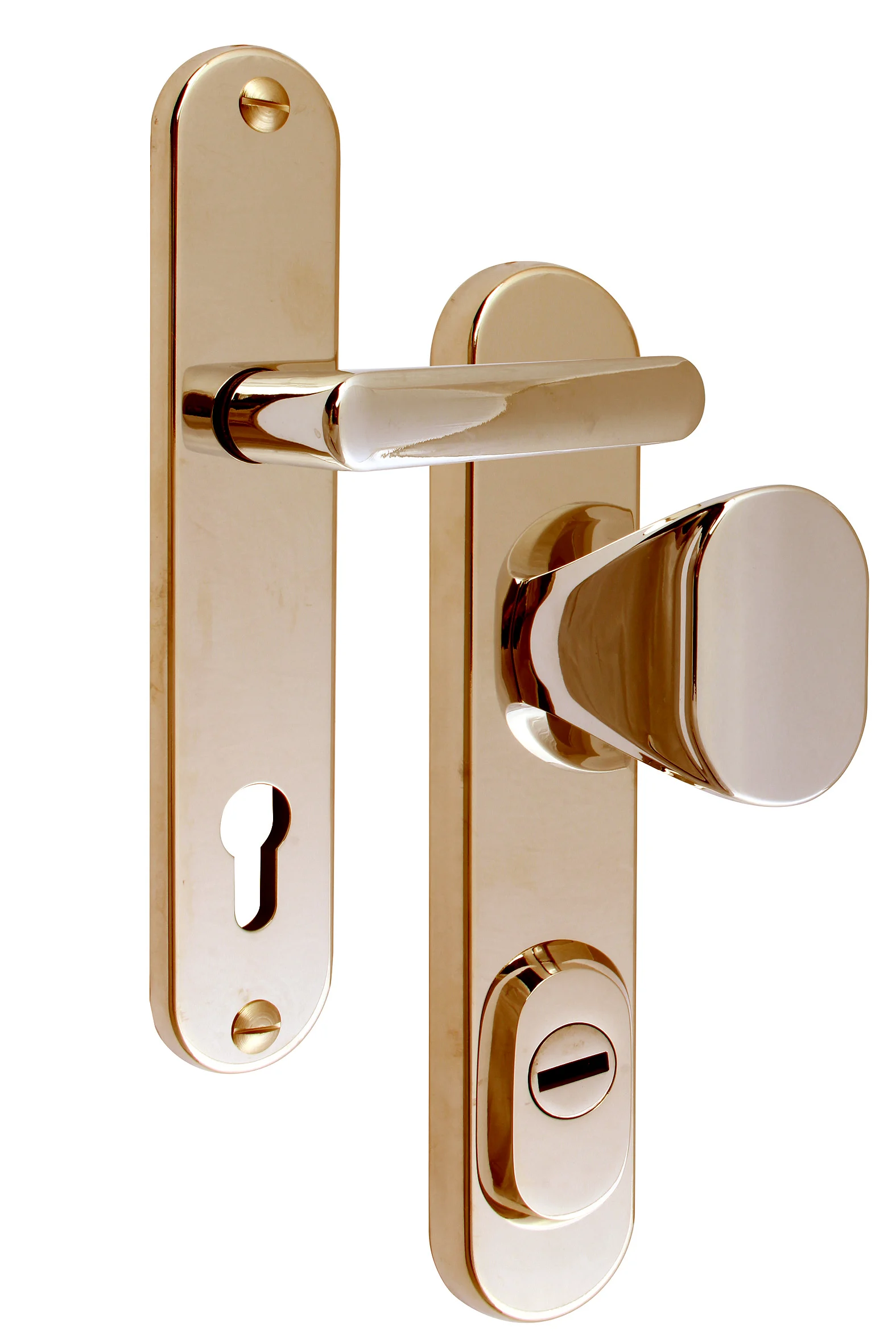 Rostex R1 security fittings, Round, Titanium glossy, Handle - Oval handle