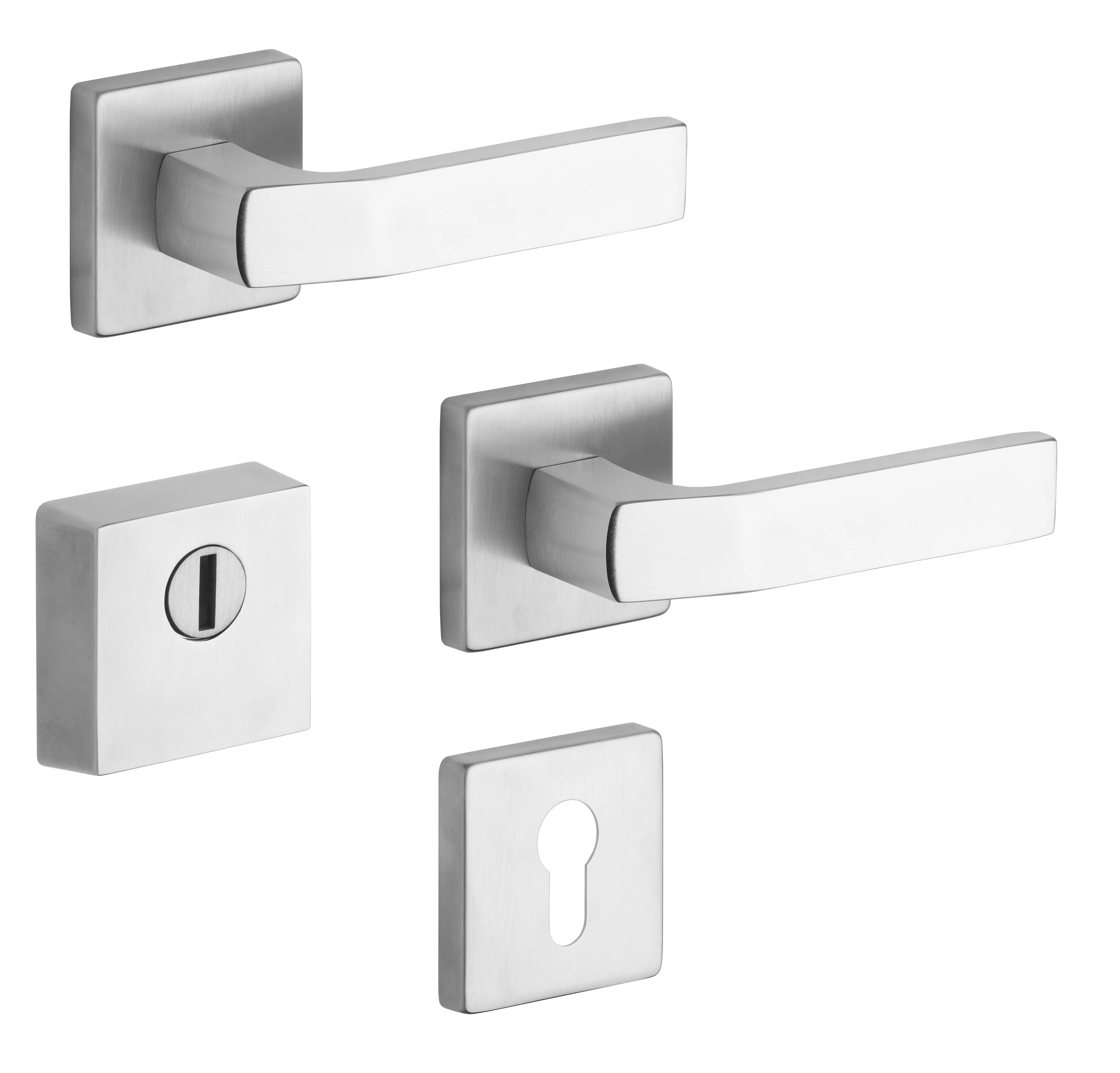 Security rosette fitting Rostex R4/H, Square, Stainless steel matt, for the Economy series
