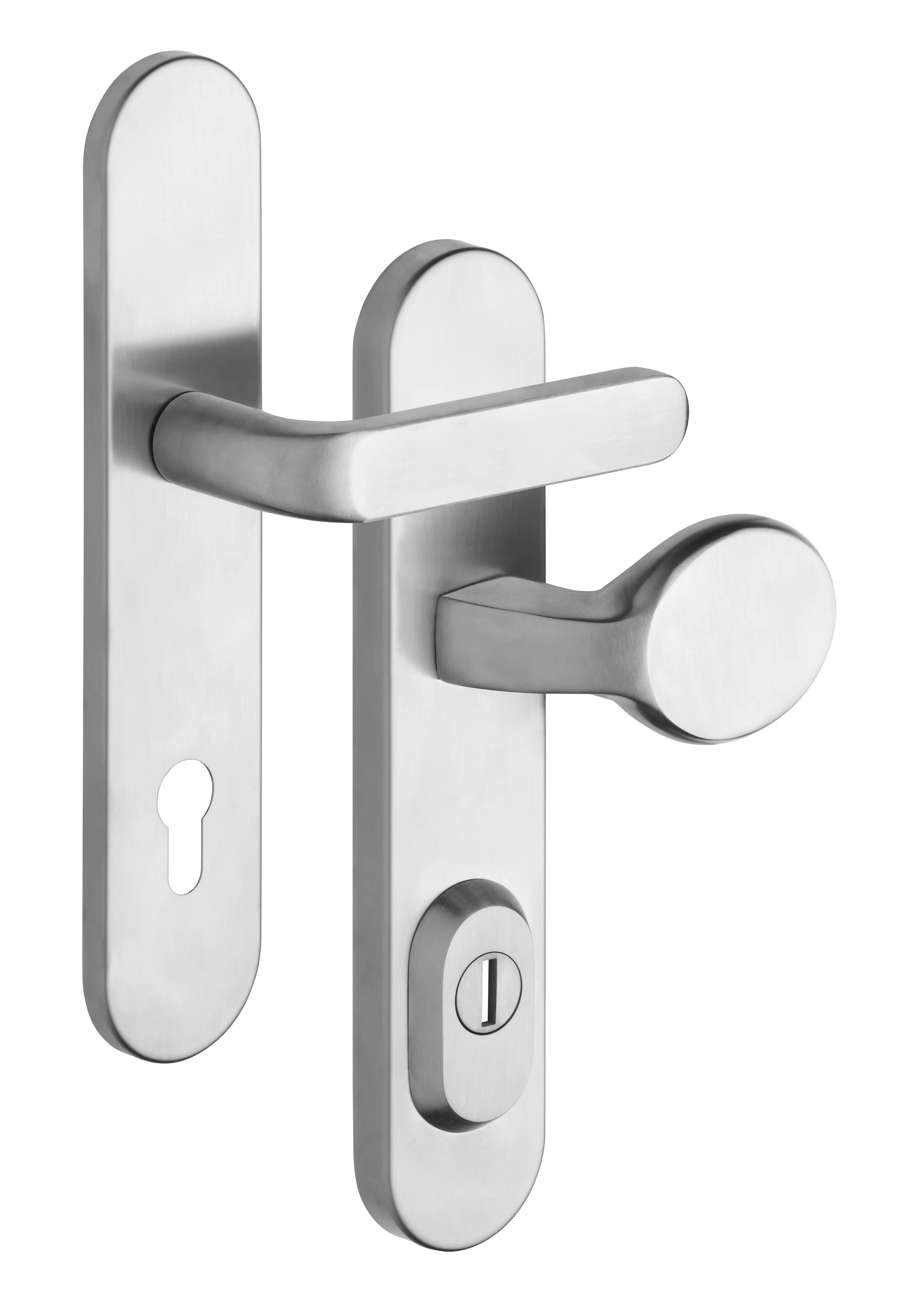 Rostex RX1-50 RC4 security fittings, Round, Stainless steel Matt, Solid, Handle - Teardrop handle