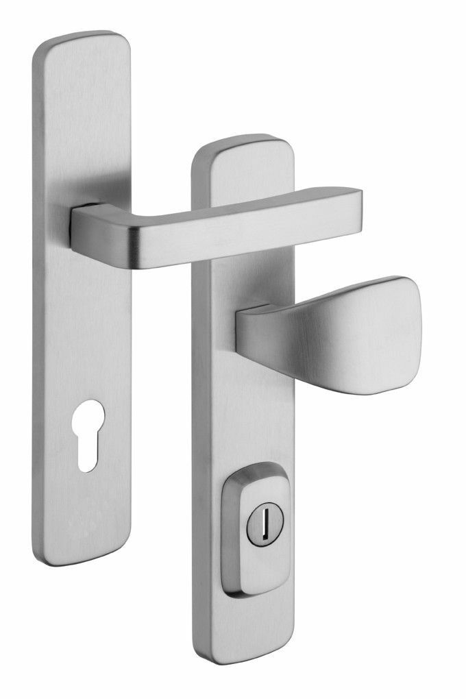Rostex RX1-50 RC4 security fittings, EL 72mm, Round, Stainless steel matt, Exclusive, Handle - Square handle